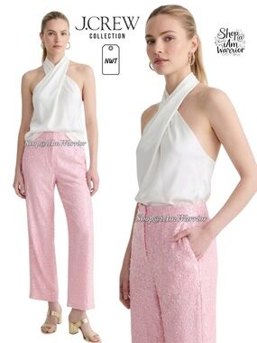 J.Crew Collection NWT bubblegum high waisted pink sequin pants *shop@iamwarrior